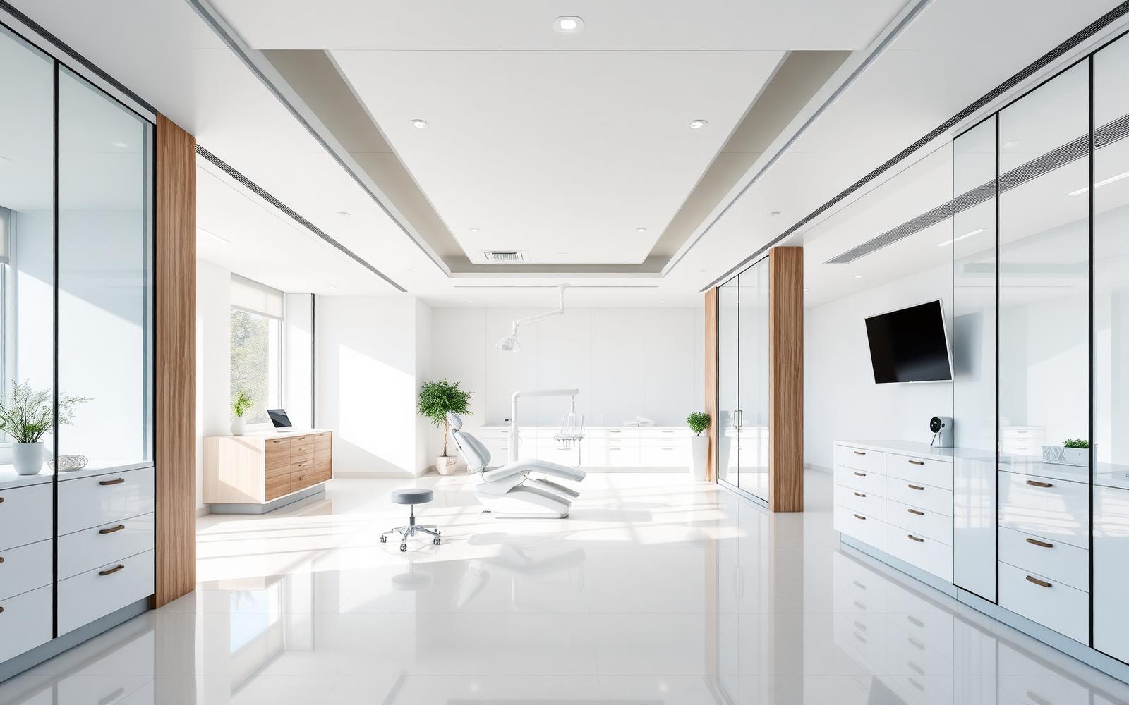 Bright modern dental clinic interior with natural light